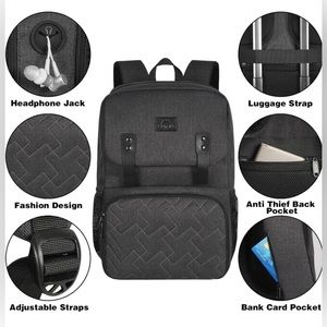 Matein lunch cooler backpack with multiple features. Black